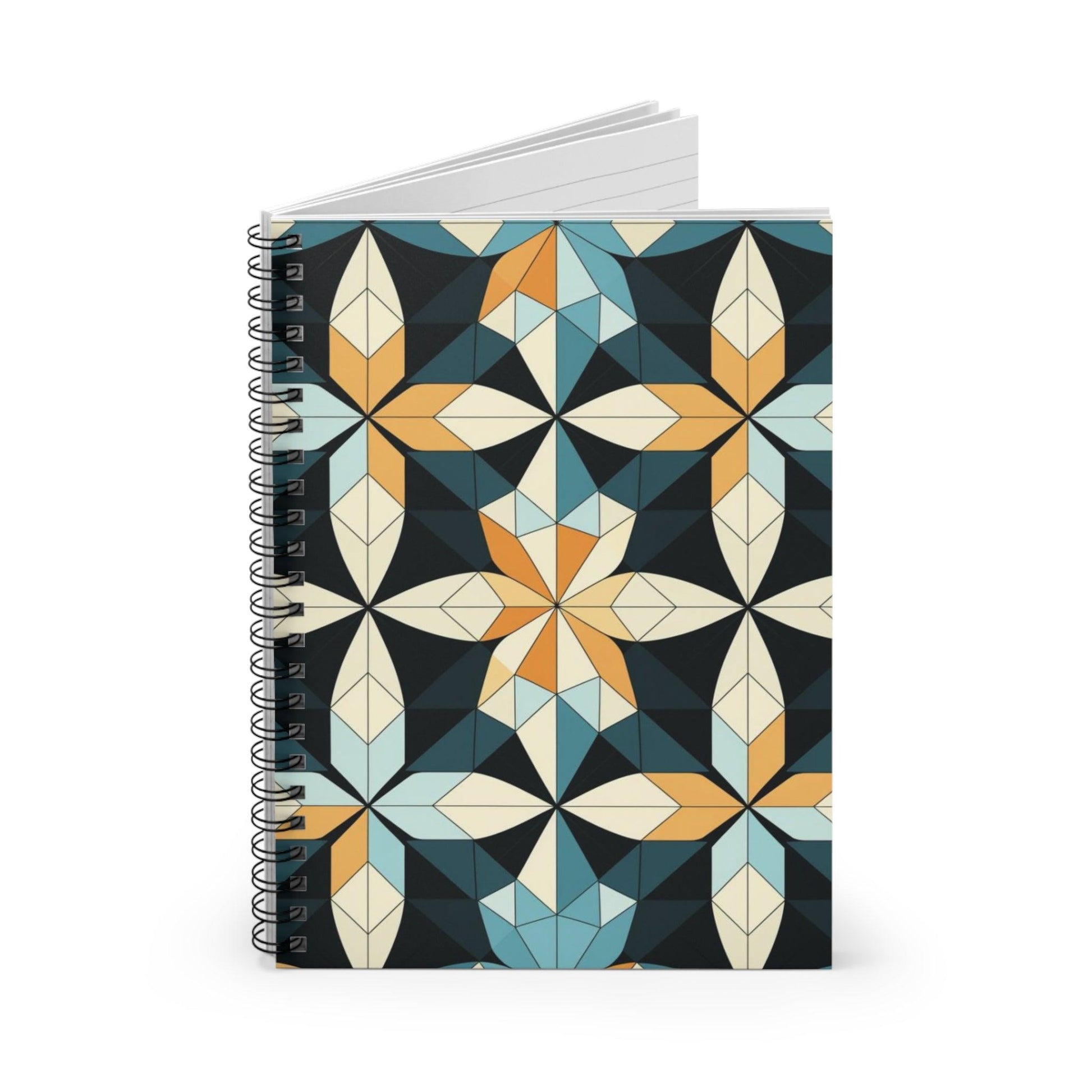 Ruled Line Chic Geometric Spiral Notebook for Organized Thoughts - Texts and Threads