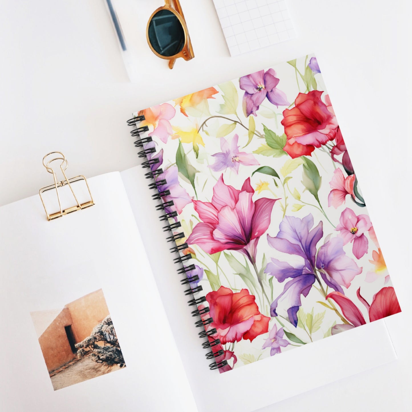 Sunny Flower Fields: Summer Floral Spiral Notebook