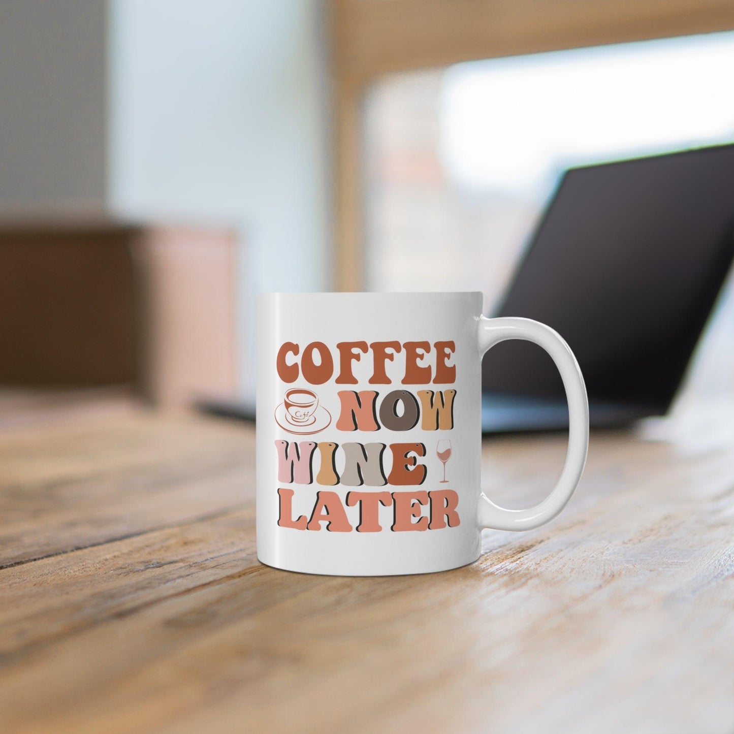 Coffee Now, Wine Later: The Ultimate Day-to-Night Mug - Texts and Threads