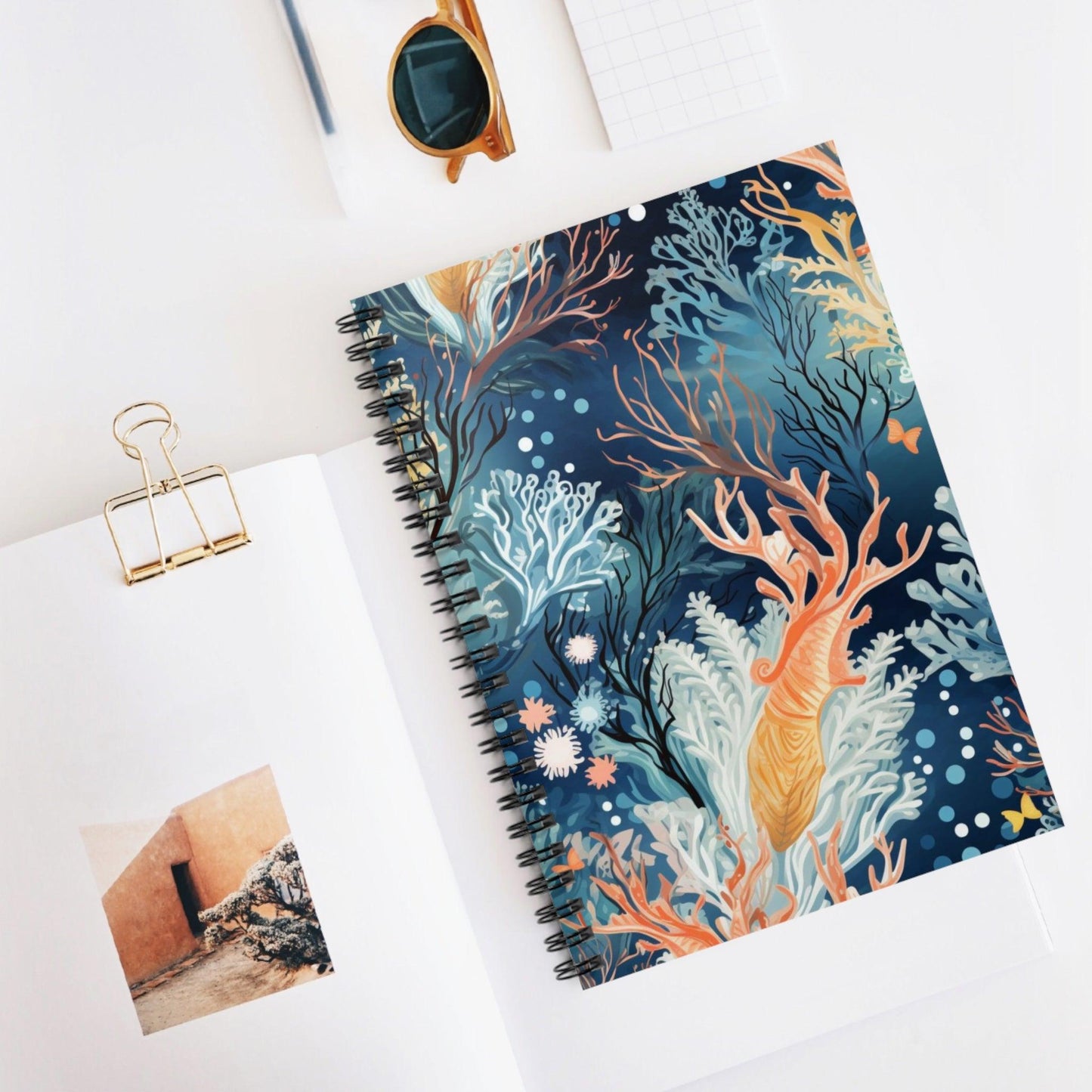 Ruled Line Sea Life Themed Spiral Notebook for Ocean Lovers - Texts and Threads