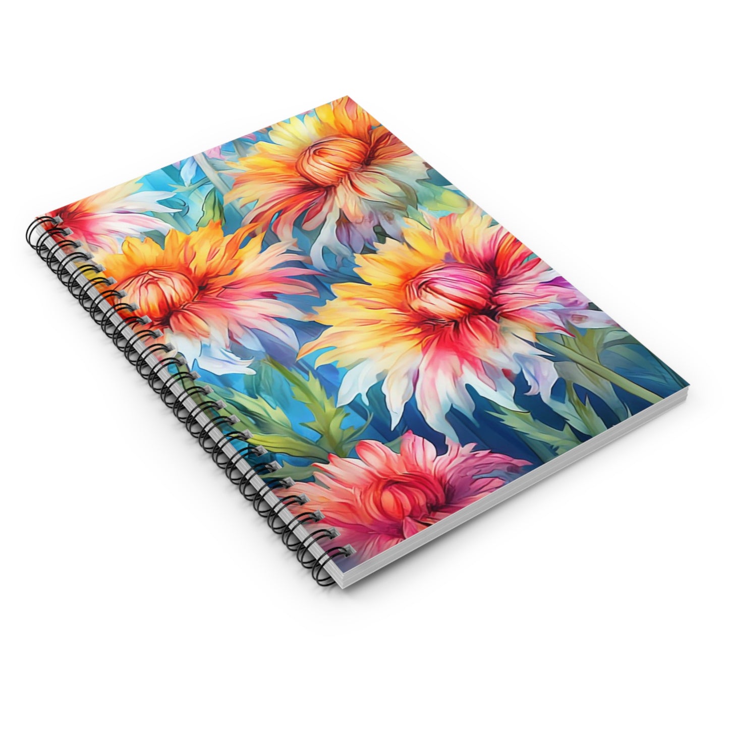 Colorful Garden: Bright Flower Spiral Journal