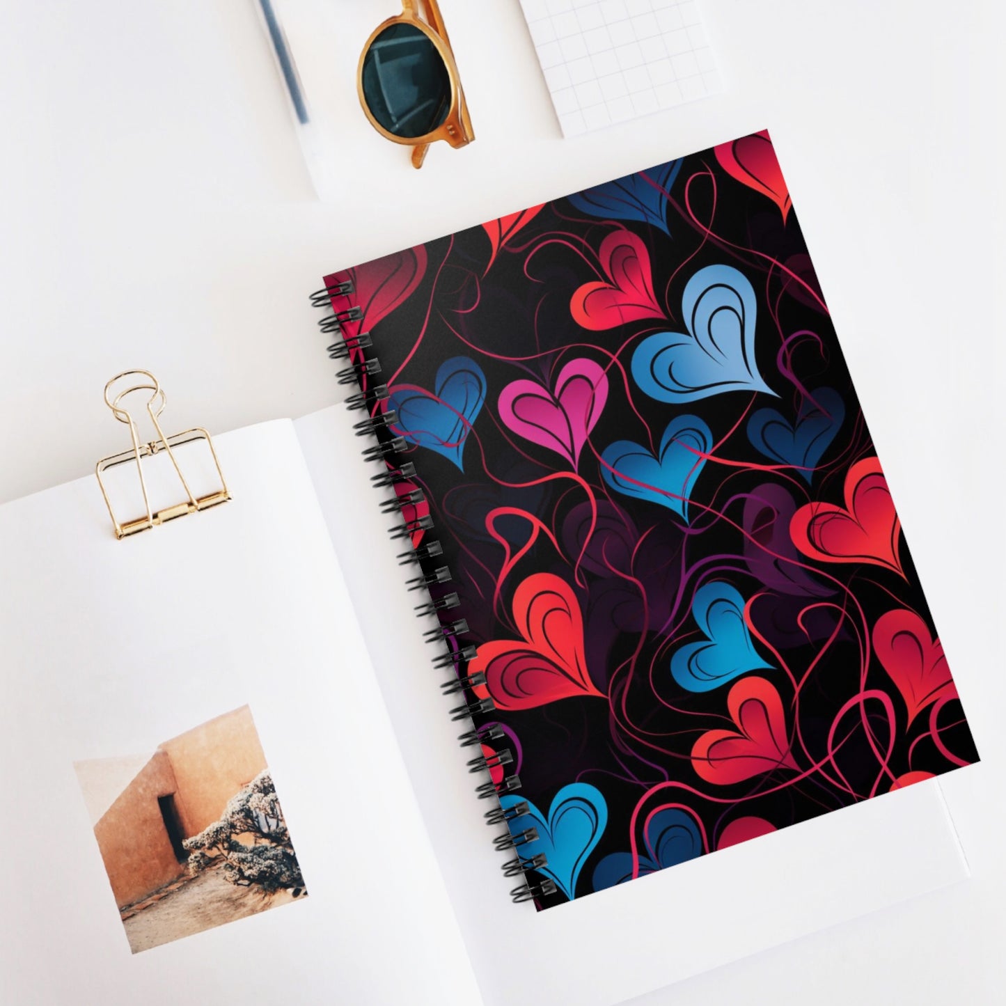 Geometric Hearts: Modern Abstract Heart Spiral Journal