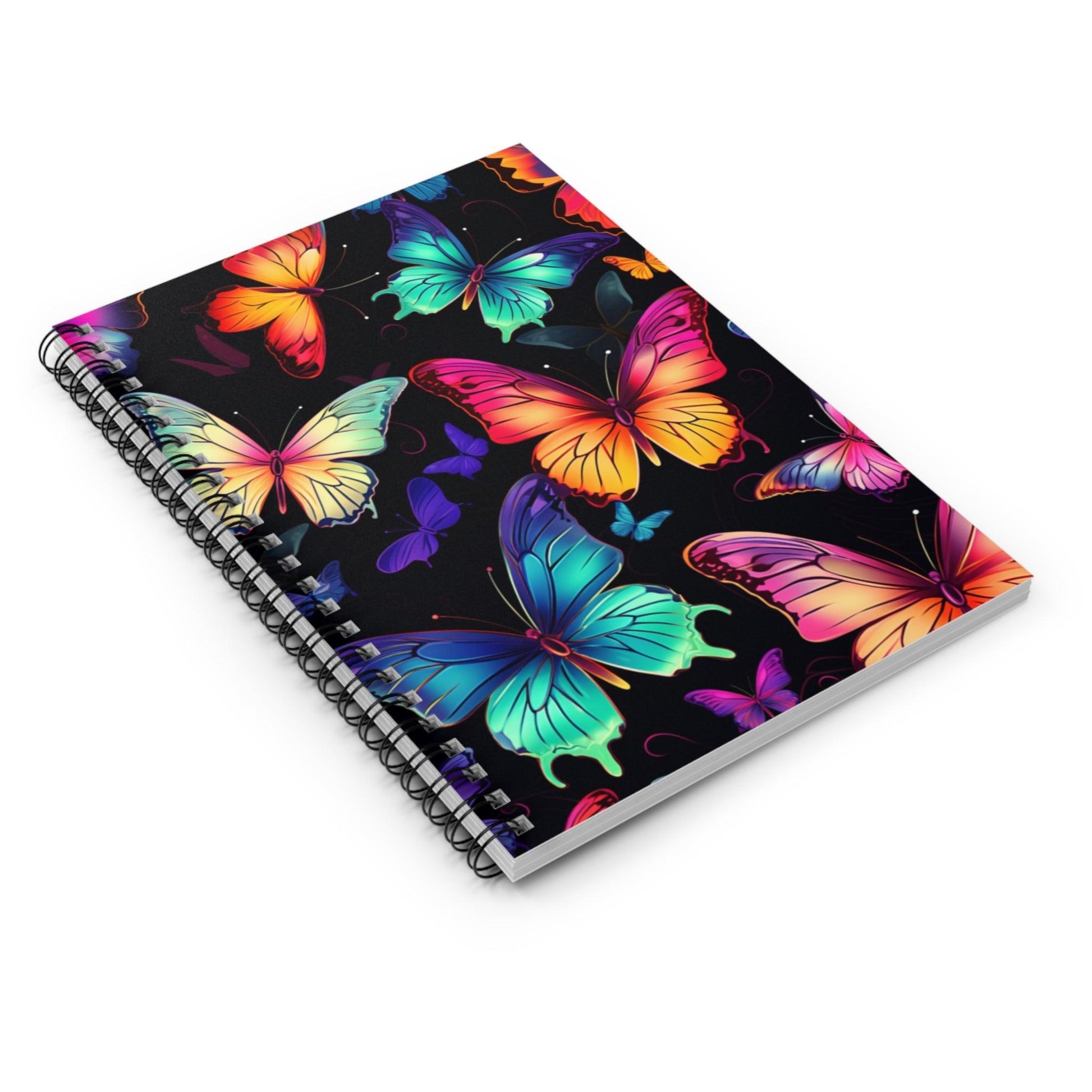 Ruled Line Vibrant Butterfly Print Spiral Notebook for Students - Texts and Threads