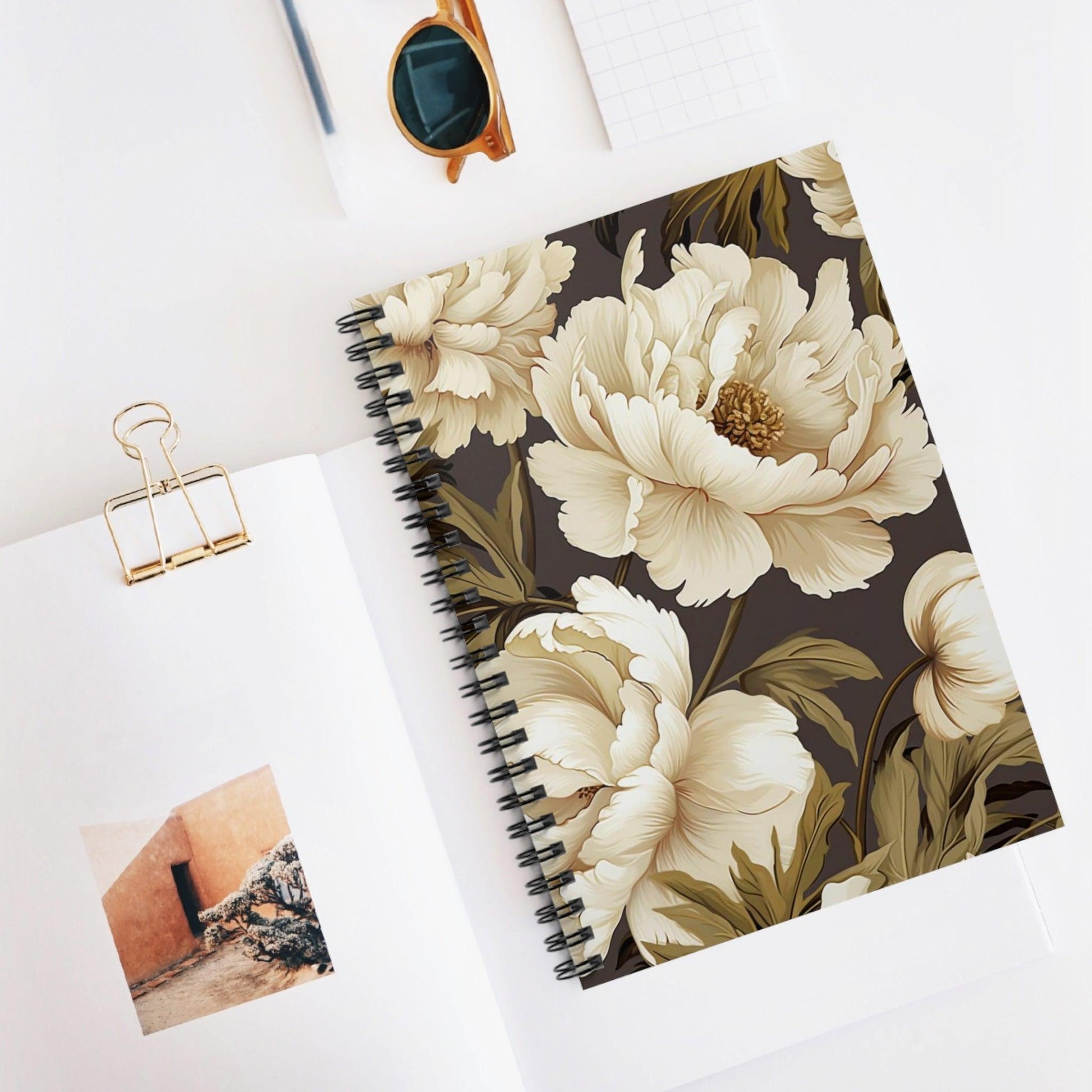 Ruled Line Vibrant Flower Spiral Notebook for Motivation - Texts and Threads