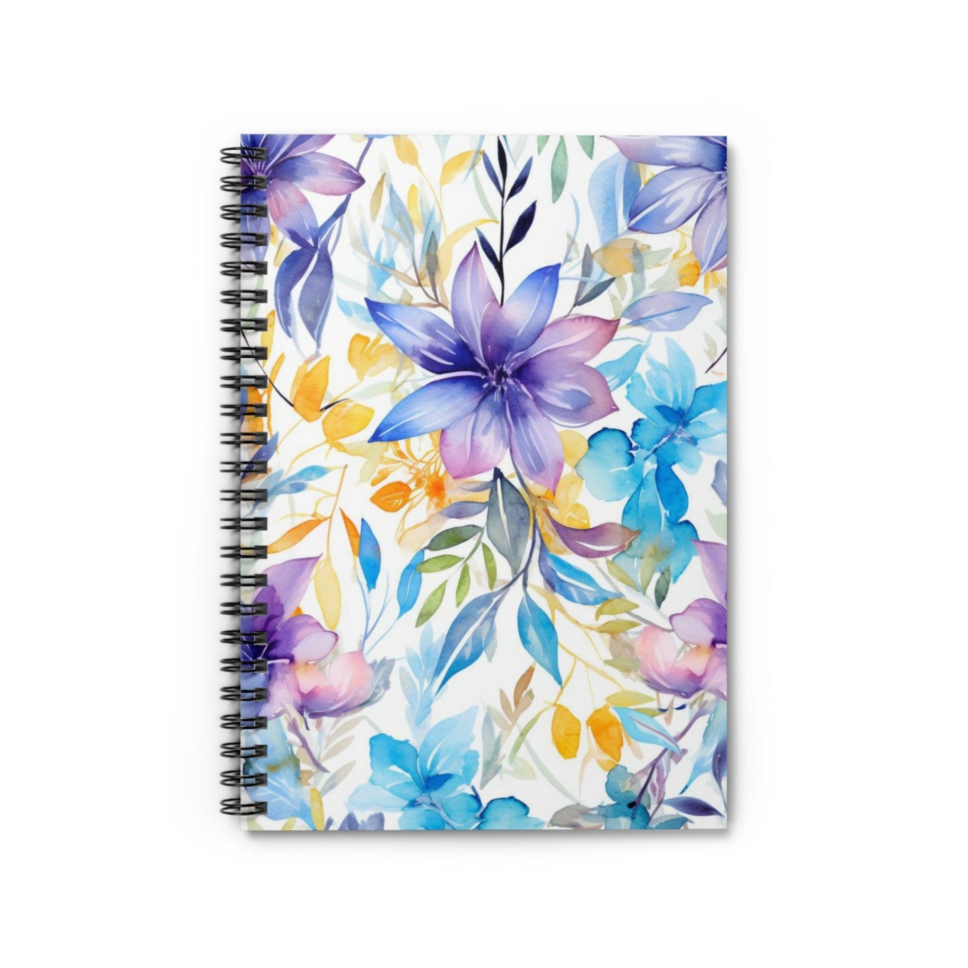 Ruled Line Watercolor Floral Notebook for Stylish Organization - Texts and Threads