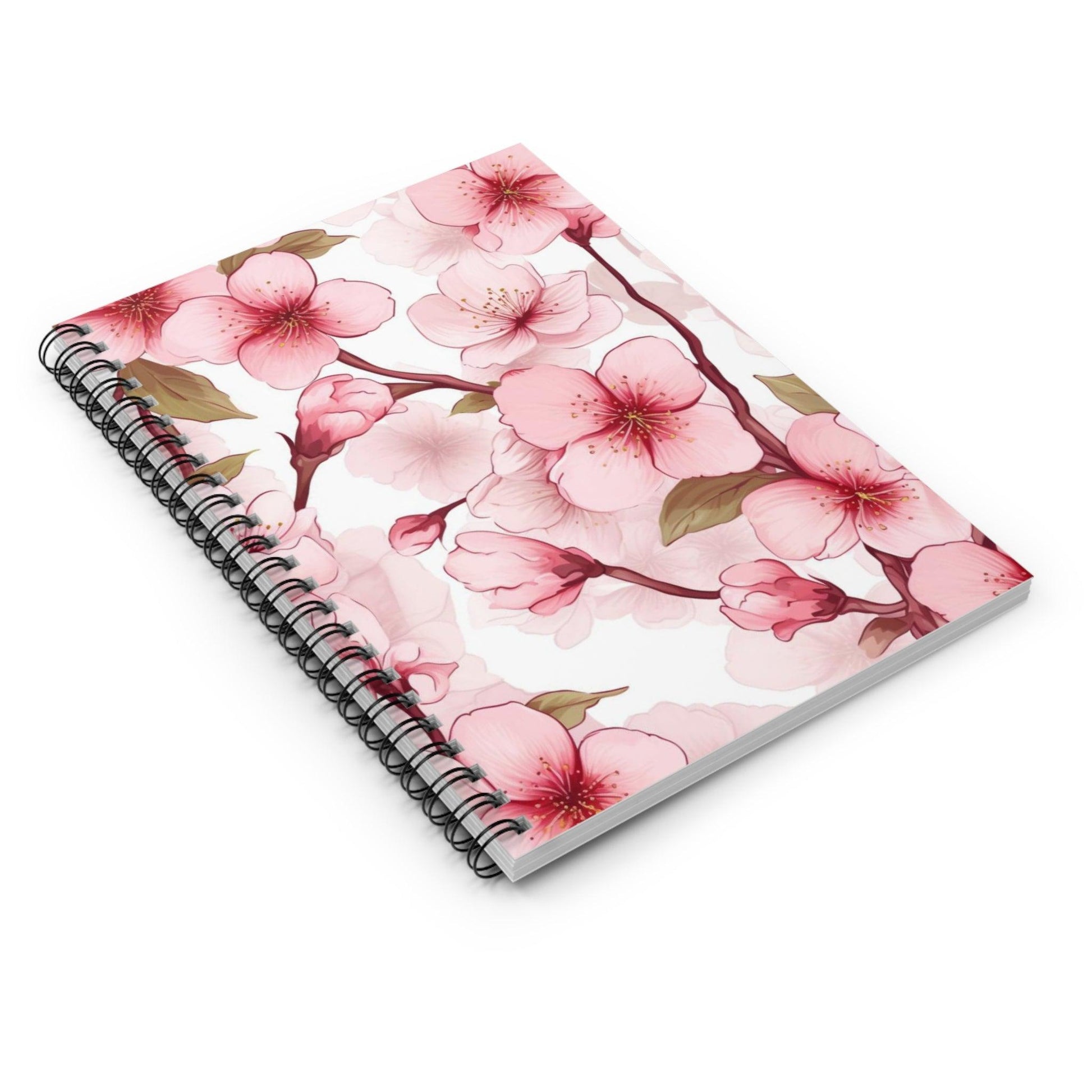 Ruled Line Vibrant Cherry Blossoms Notebook for Journaling - Texts and Threads