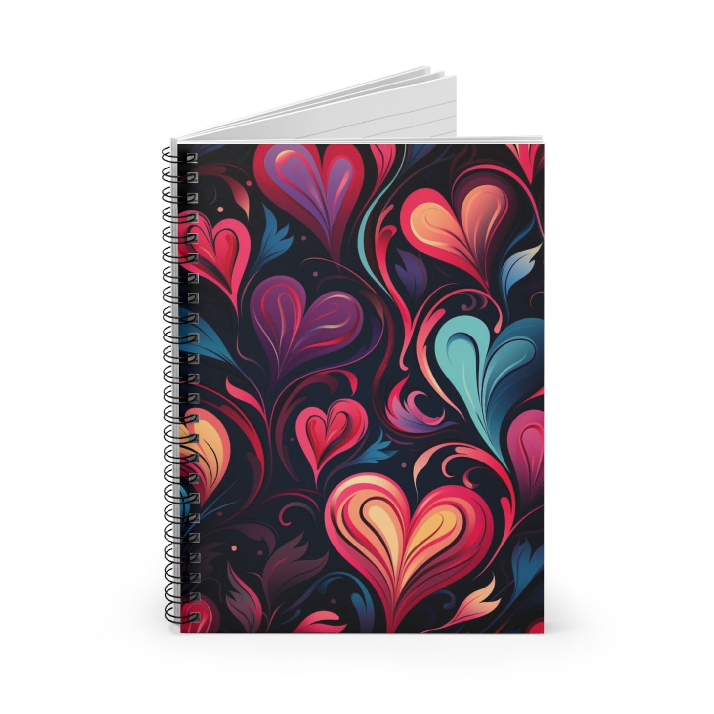 Heartful Abstractions: Artistic Heart Shape Spiral Journal