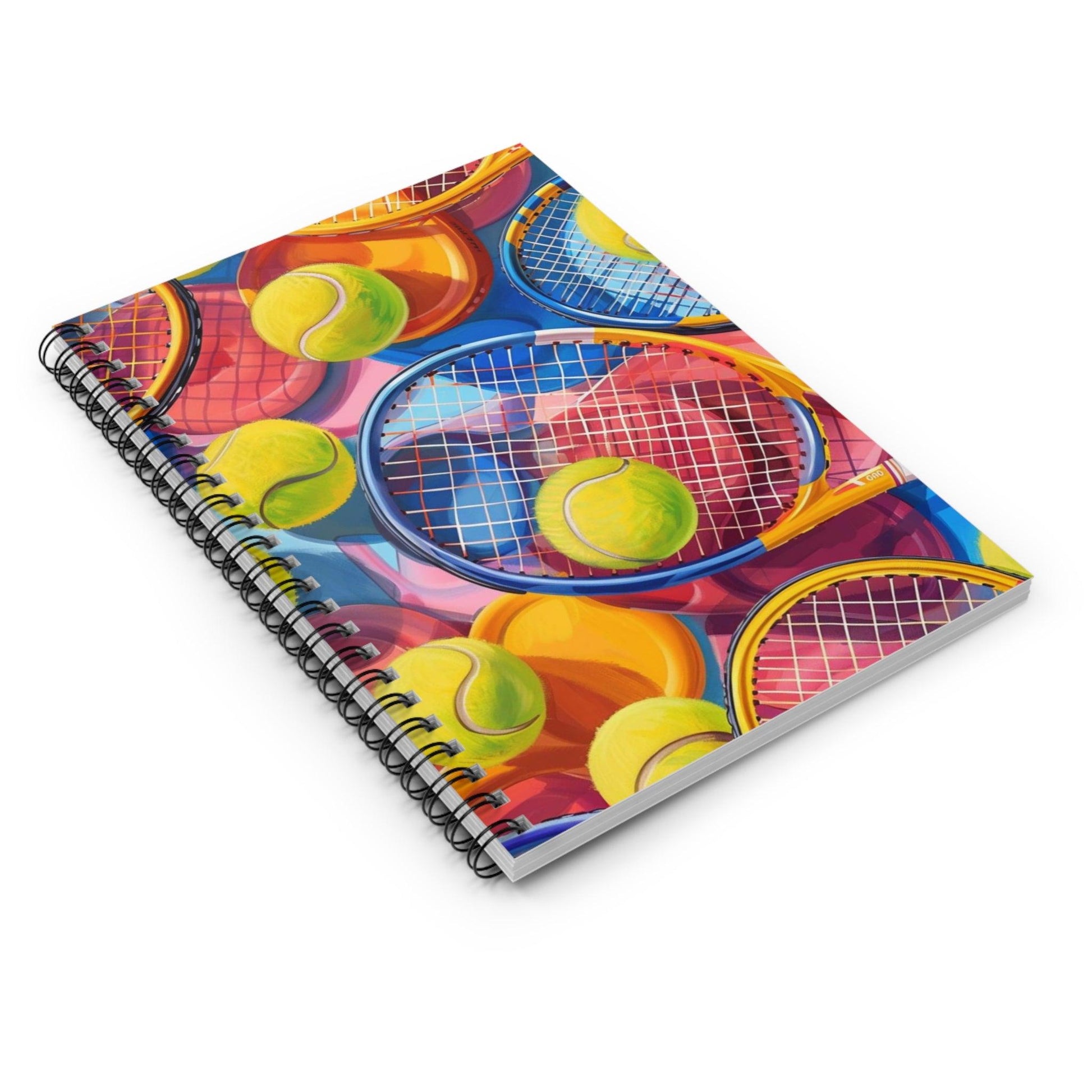 Ruled Line Tennis Racket Spiral Notebook for Sports Enthusiasts - Texts and Threads