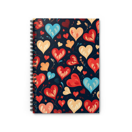 Ruled Line Elegant Heart-Themed Spiral Notebook for Daily Inspiration - Texts and Threads