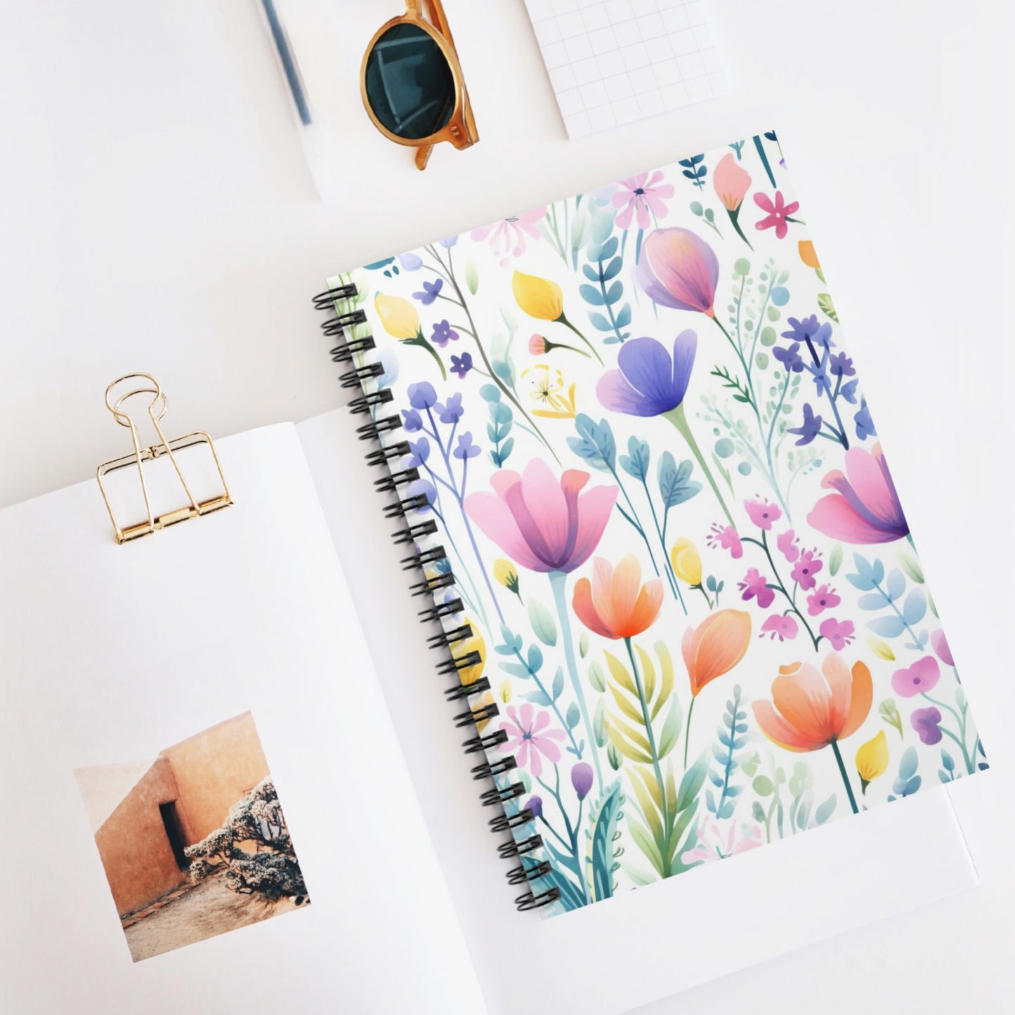 Flower Fantasy: Colorful Floral Design Spiral Journal