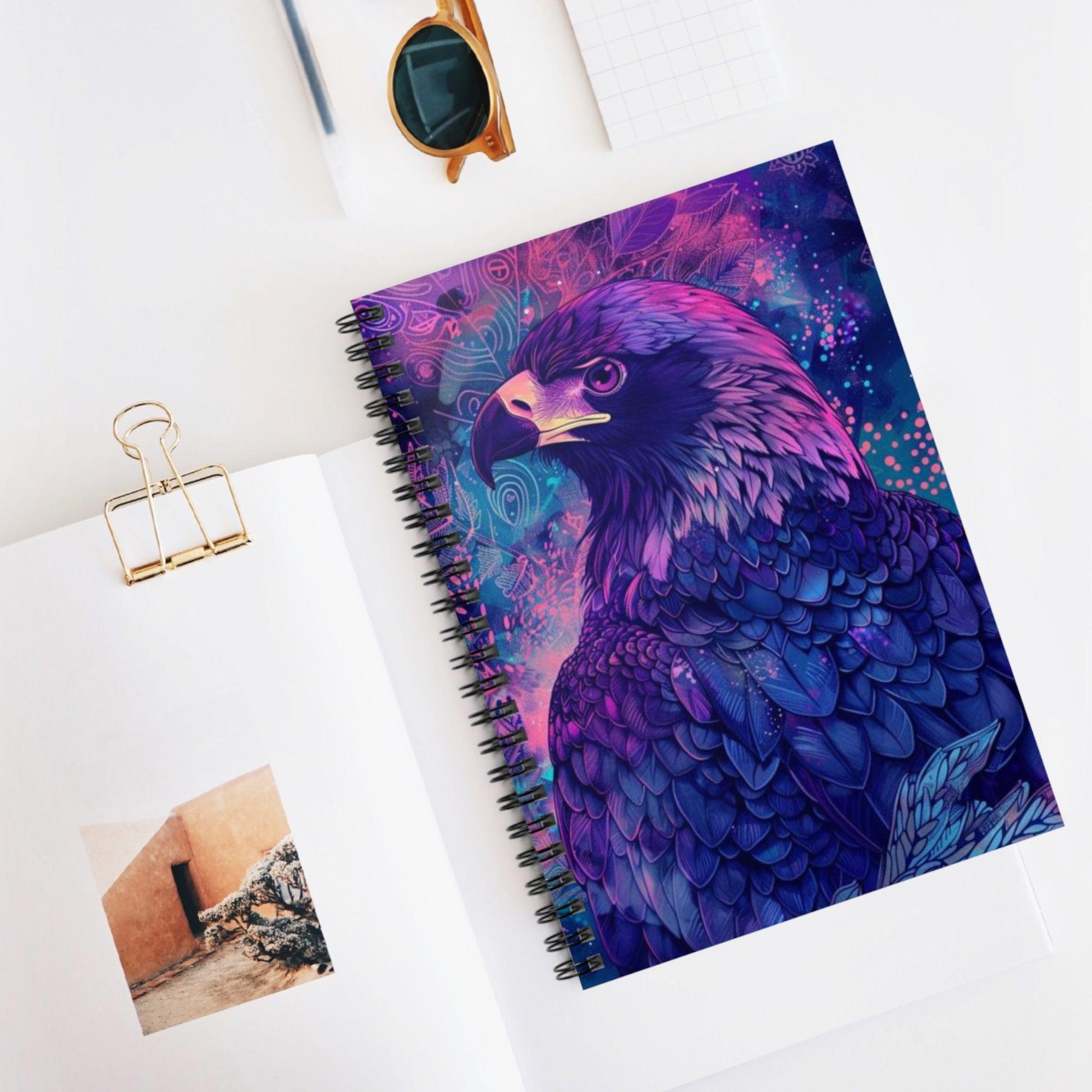 Ruled Line Eagle Spiral Notebook for Daily Notes and Sketches - Texts and Threads