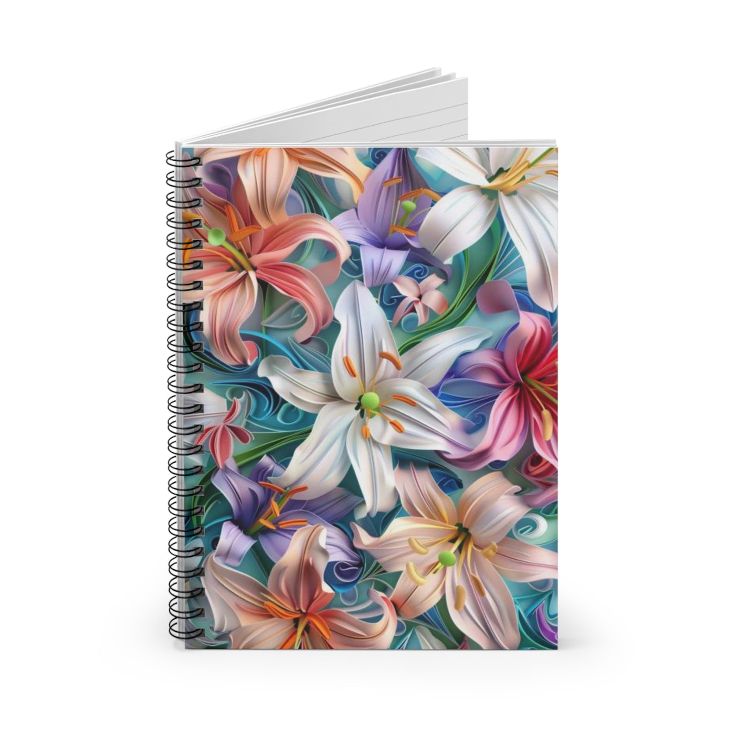 Vibrant Summer Petals: Abstract Floral Spiral Notebook