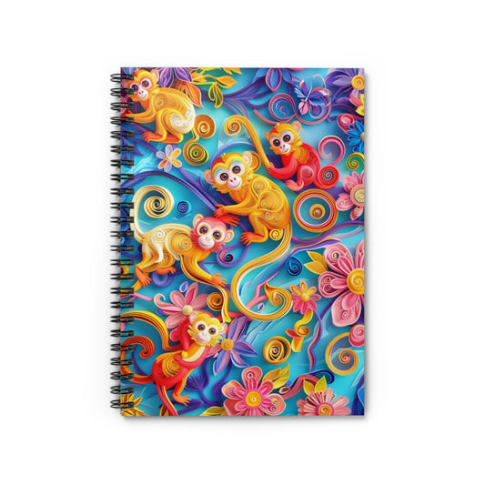 Colorful Abstract Monkeys: Vibrant Spiral Notebook