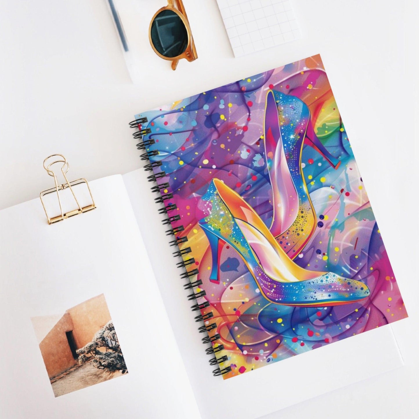 Ruled Line Artistic Watercolor High Heel Journal for Creative Writers - Texts and Threads