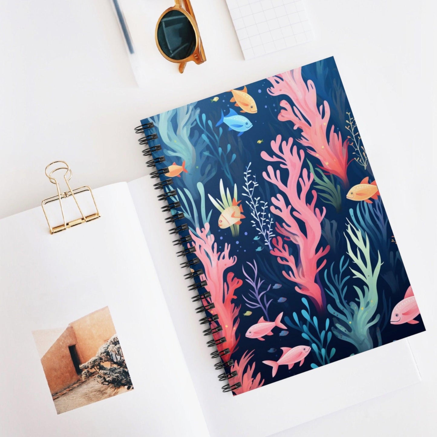 Ruled Line Vibrant Sea Life Spiral Notebook for Daily Inspiration - Texts and Threads