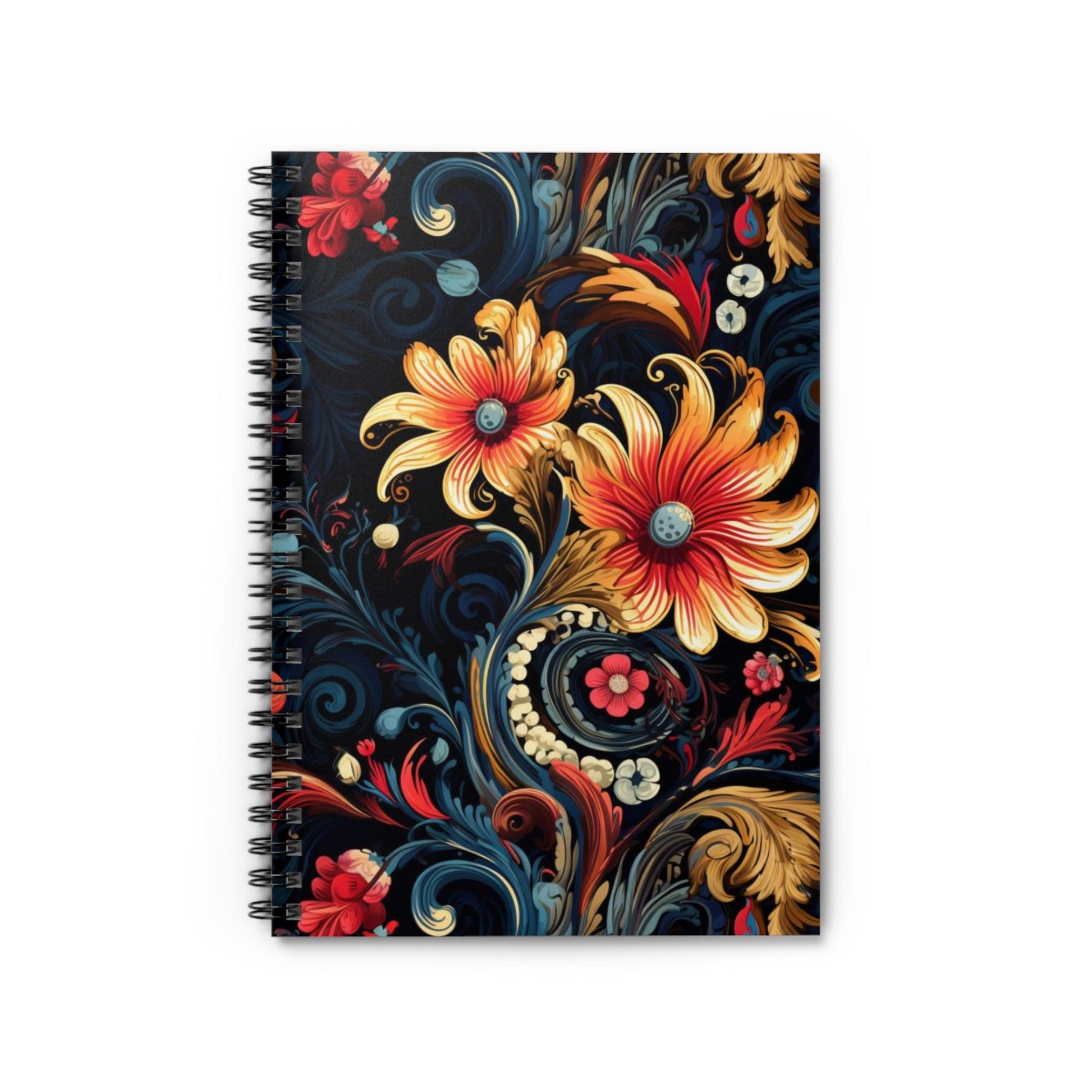 Ruled Line Colorful Bohemian Flowers Notebook for Creative Minds - Texts and Threads