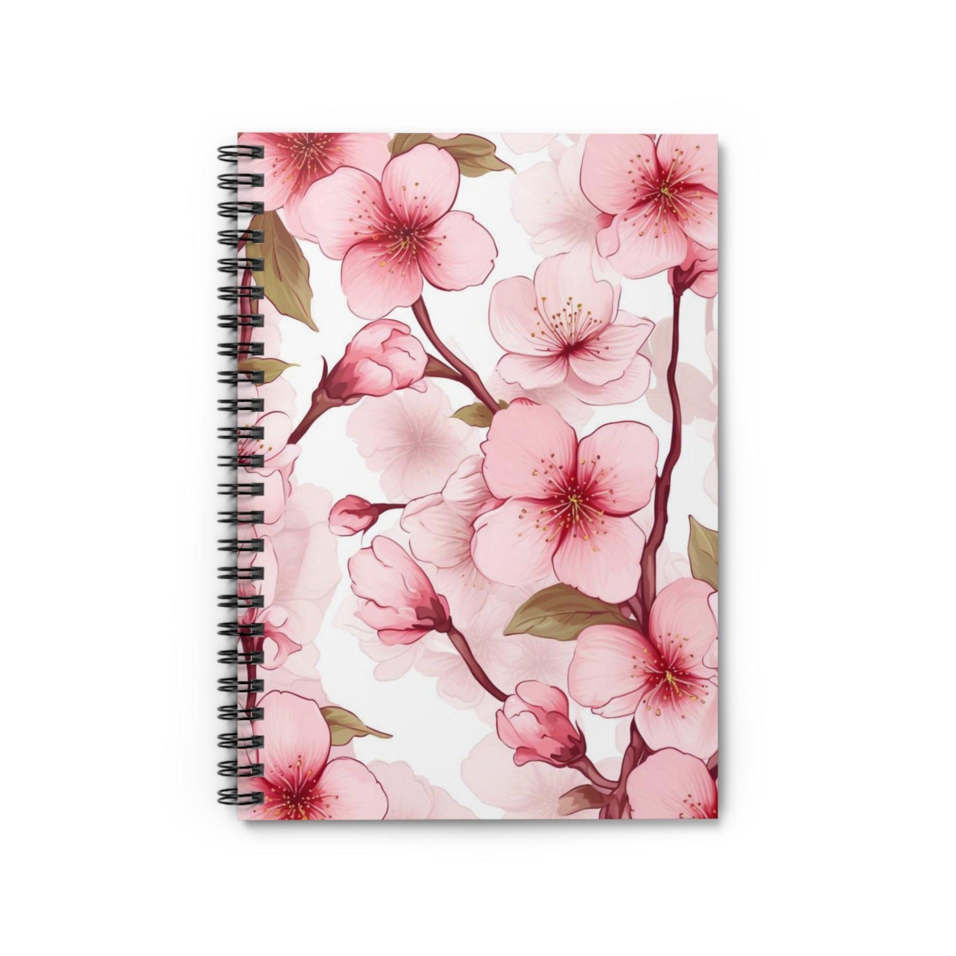 Ruled Line Vibrant Cherry Blossoms Notebook for Journaling - Texts and Threads