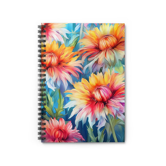 Colorful Garden: Bright Flower Spiral Journal