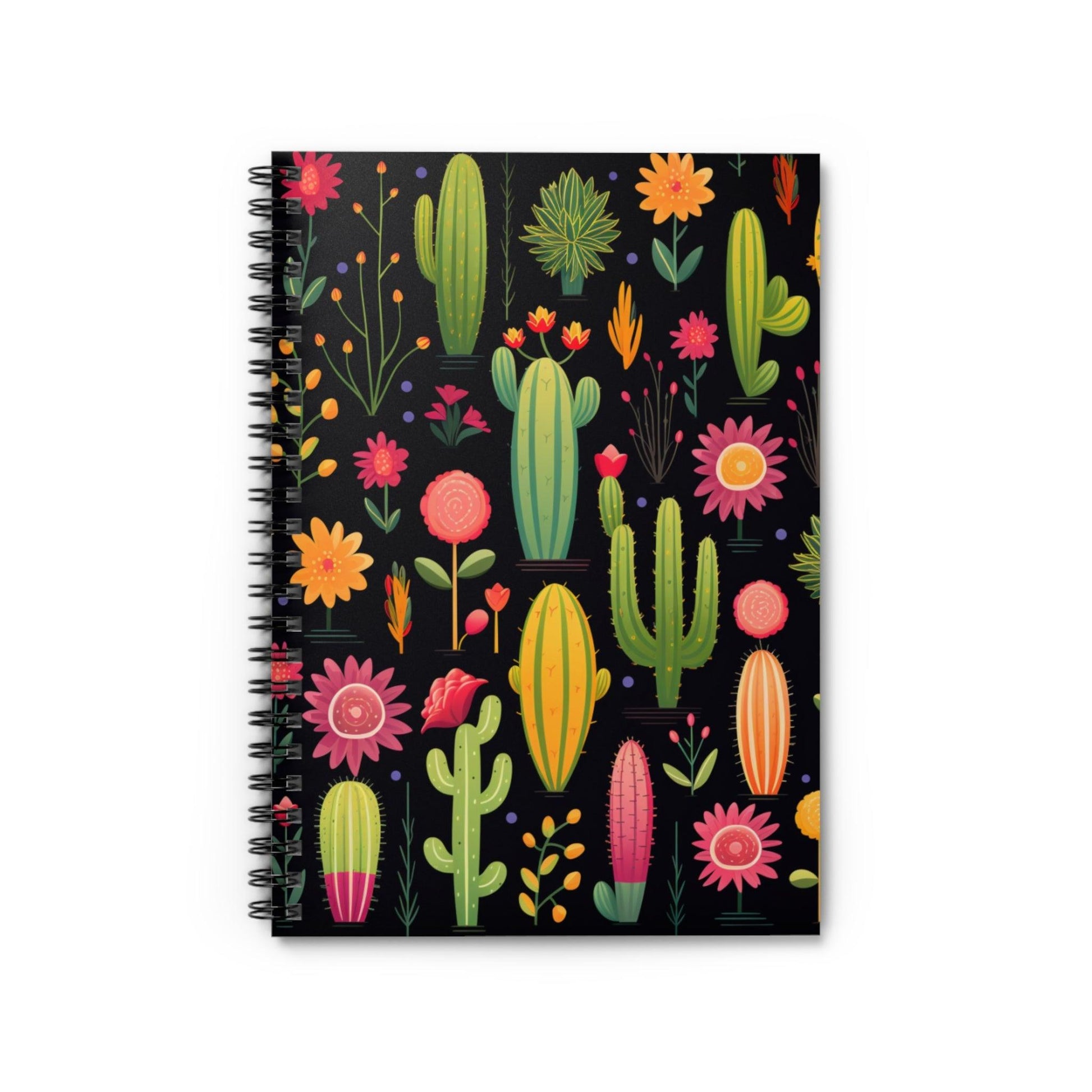 Ruled Line Charming Cacti Spiral Notebook for Nature Lovers - Texts and Threads