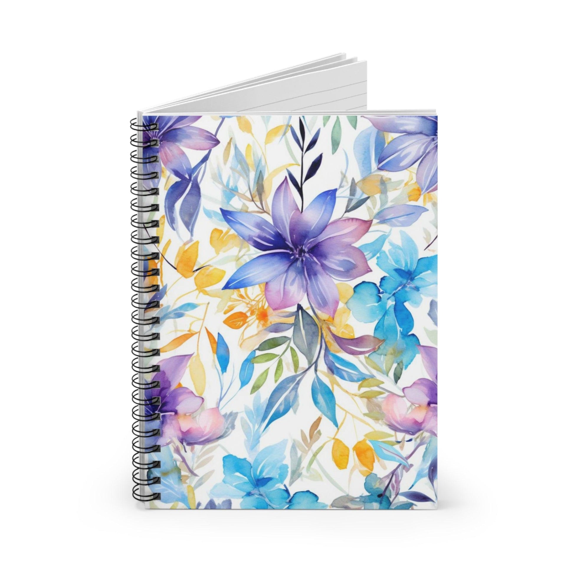 Ruled Line Watercolor Floral Notebook for Stylish Organization - Texts and Threads