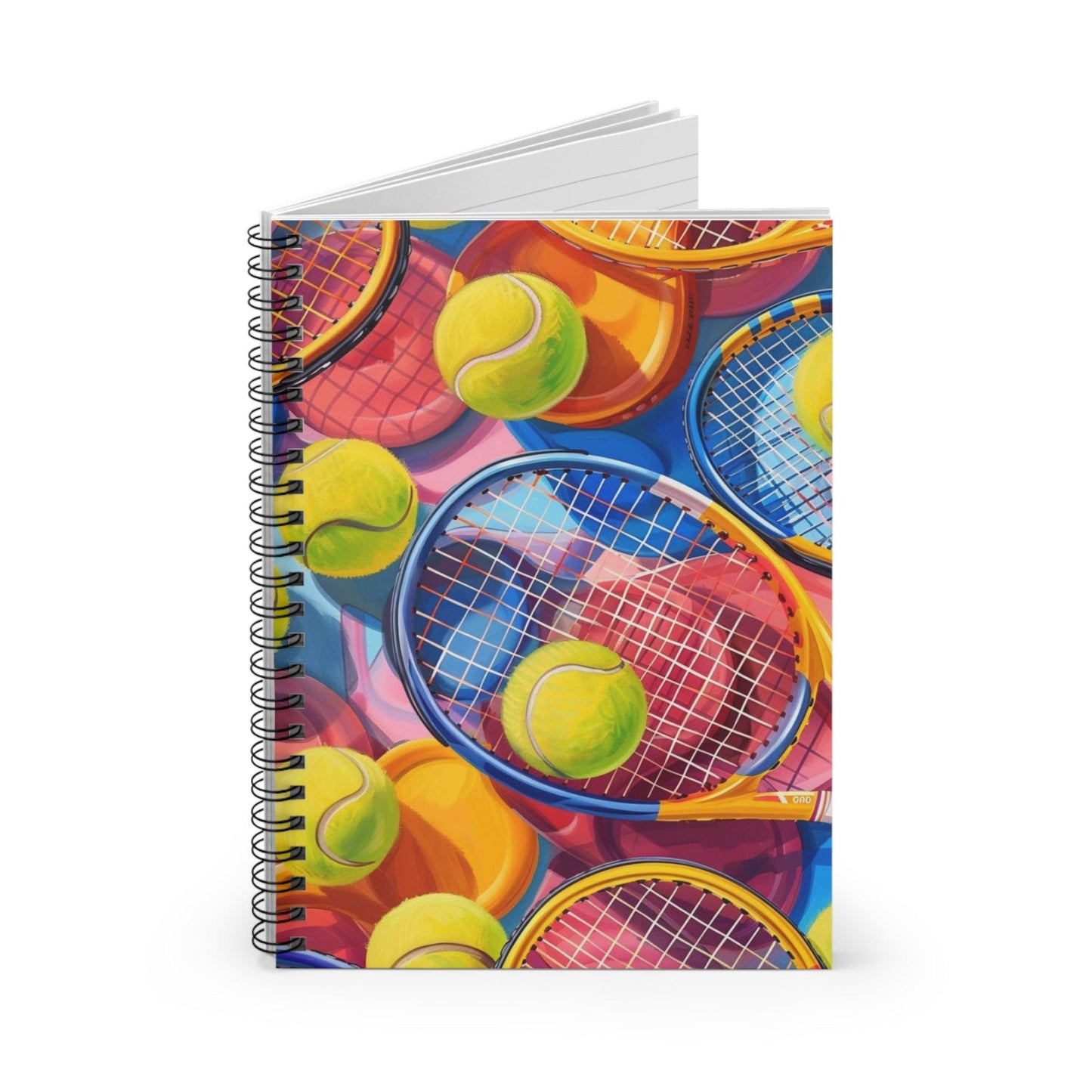 Ruled Line Tennis Racket Spiral Notebook for Sports Enthusiasts - Texts and Threads