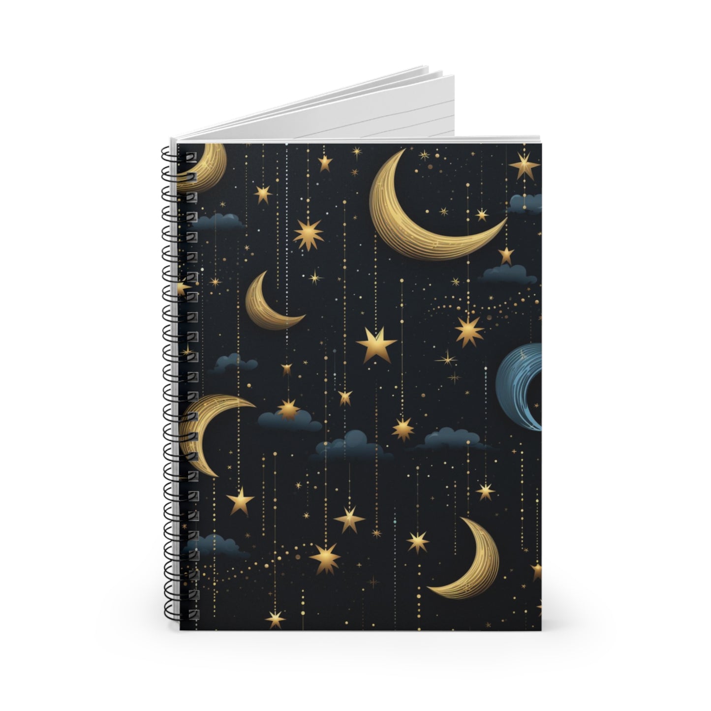 Starlit Dreams: Elegant Stars and Moons Spiral Notebook