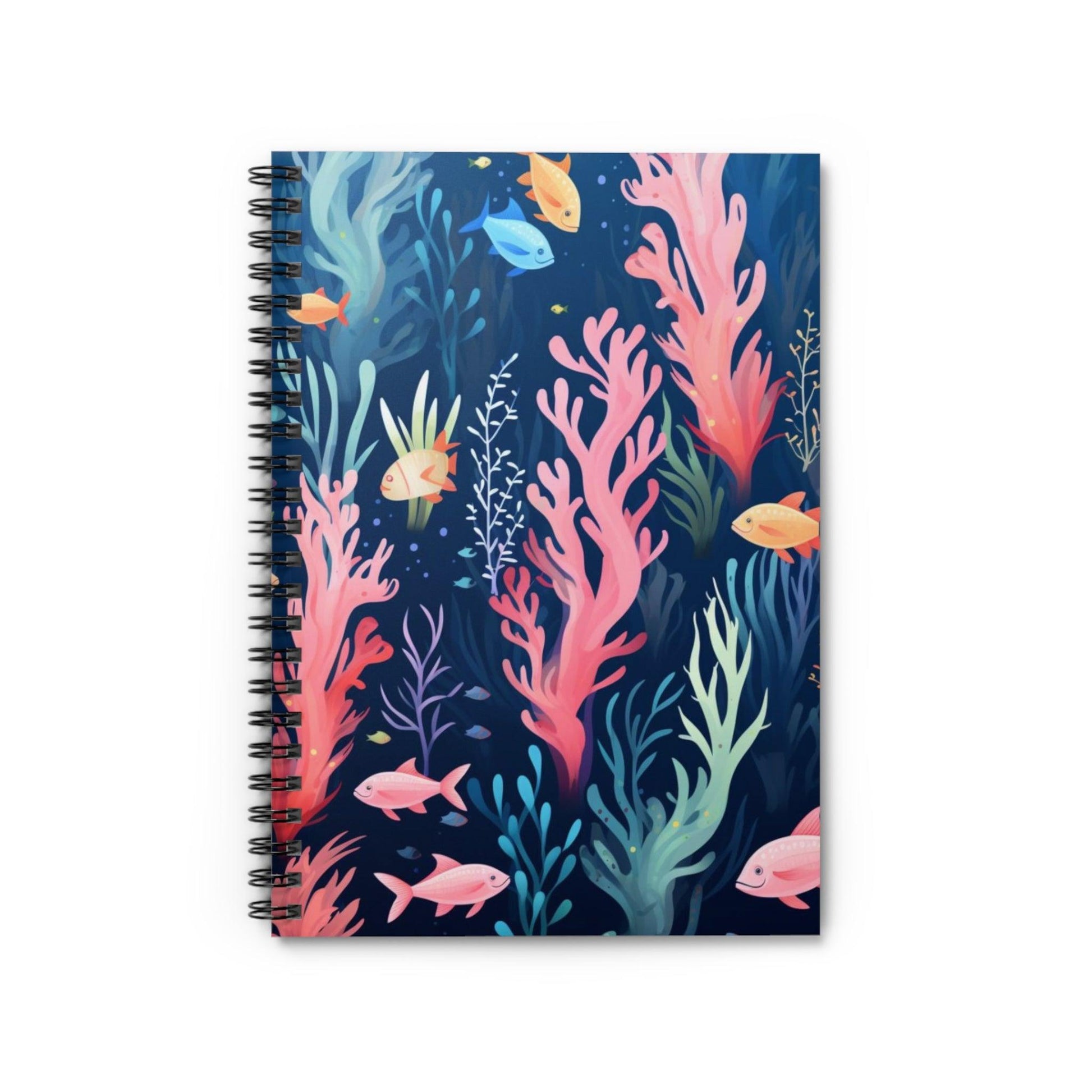 Ruled Line Vibrant Sea Life Spiral Notebook for Daily Inspiration - Texts and Threads