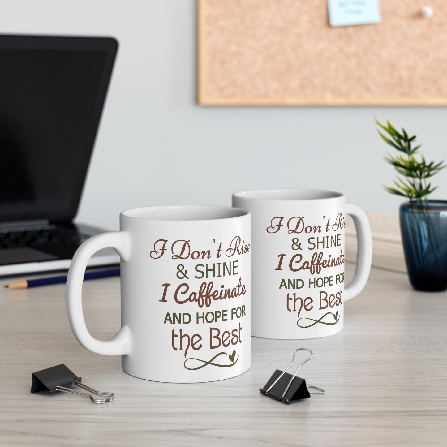 Brewed Optimism: Humorous Coffee Lover's Mug - Texts and Threads