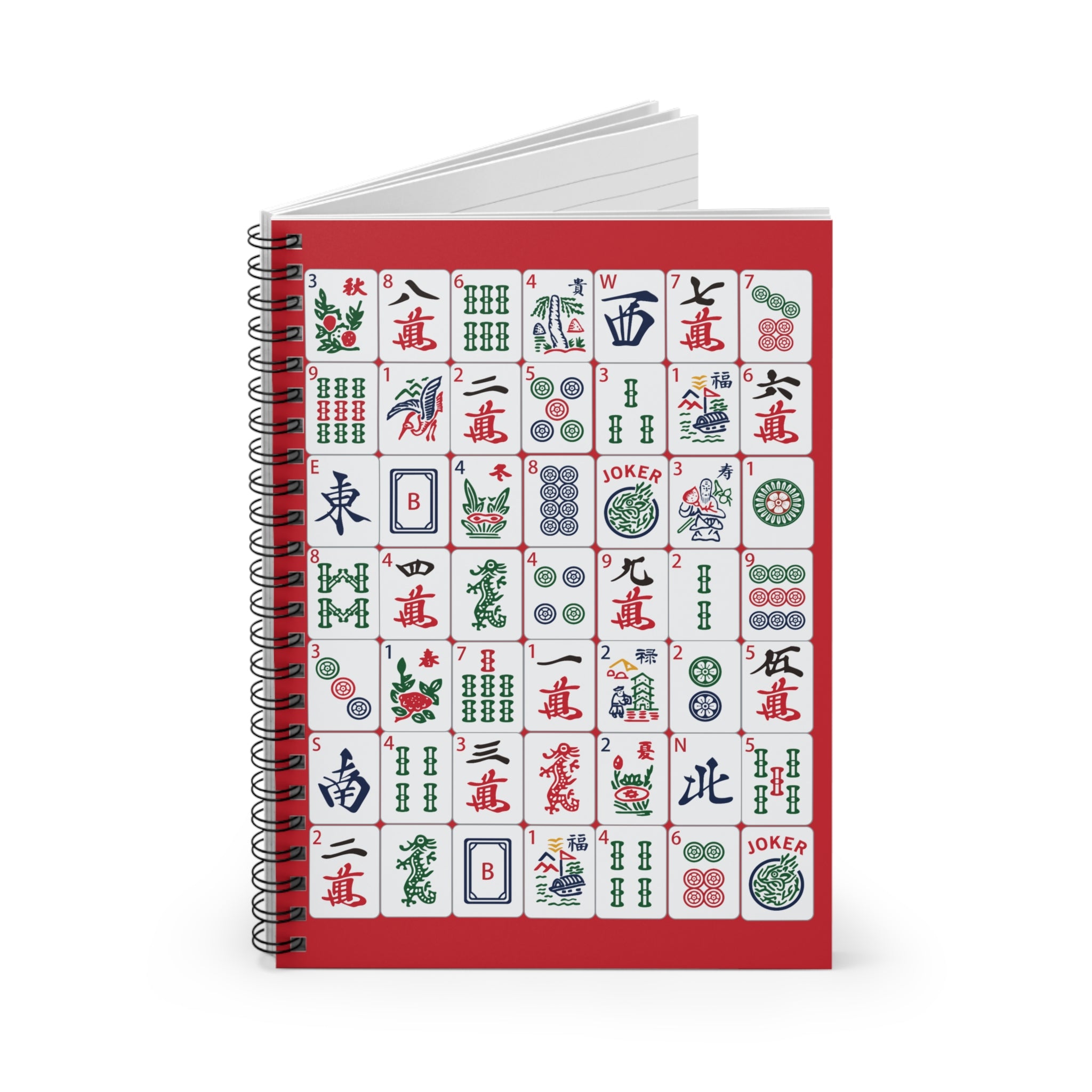 Red Mahjong Spiral Notebook