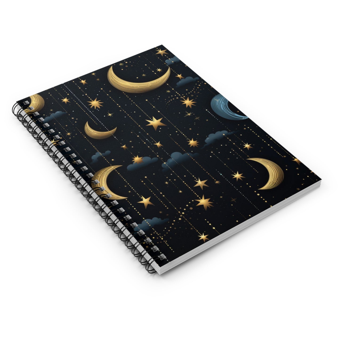 Starlit Dreams: Elegant Stars and Moons Spiral Notebook