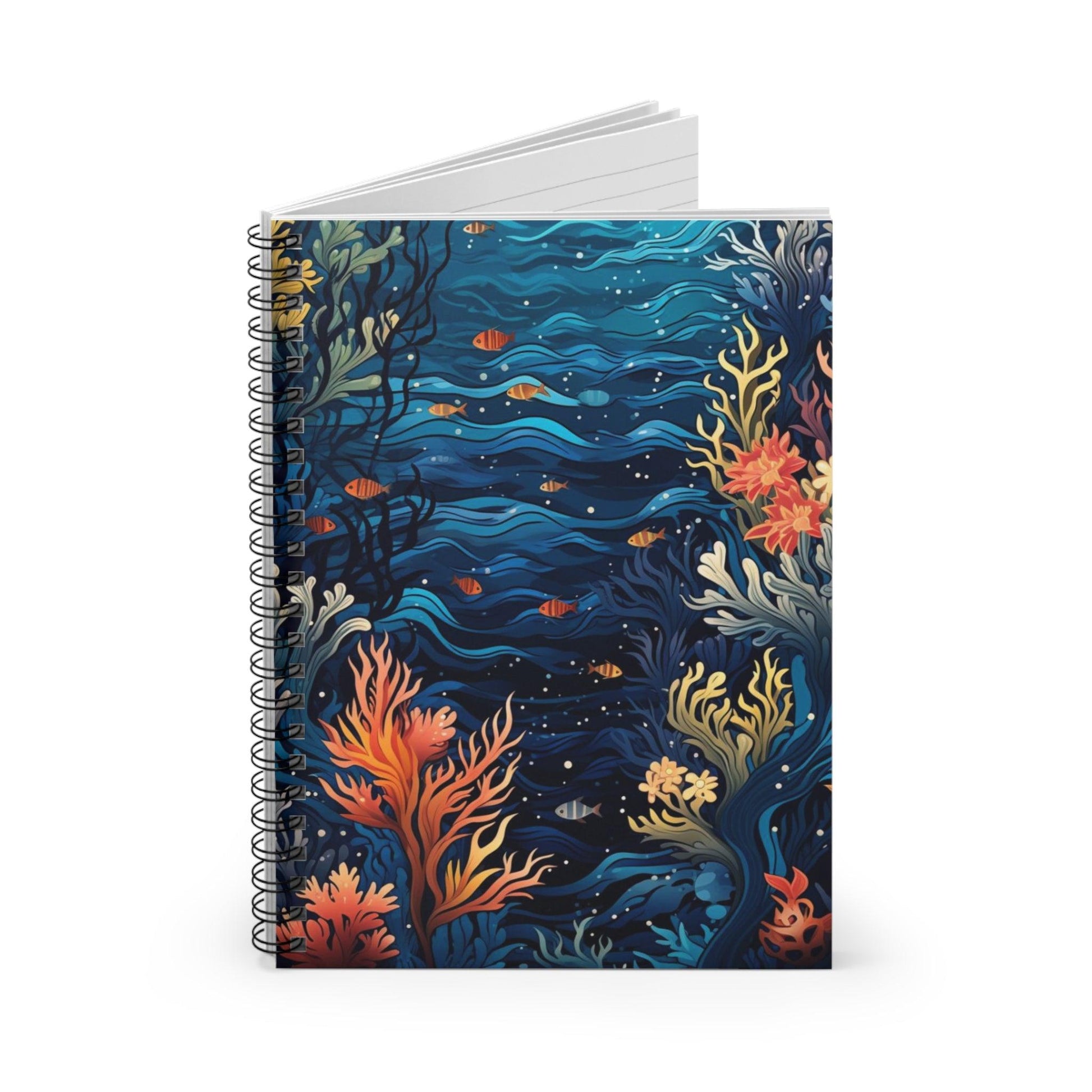 Ruled Line Beautiful Ocean Wildlife Spiral Notebook - Texts and Threads