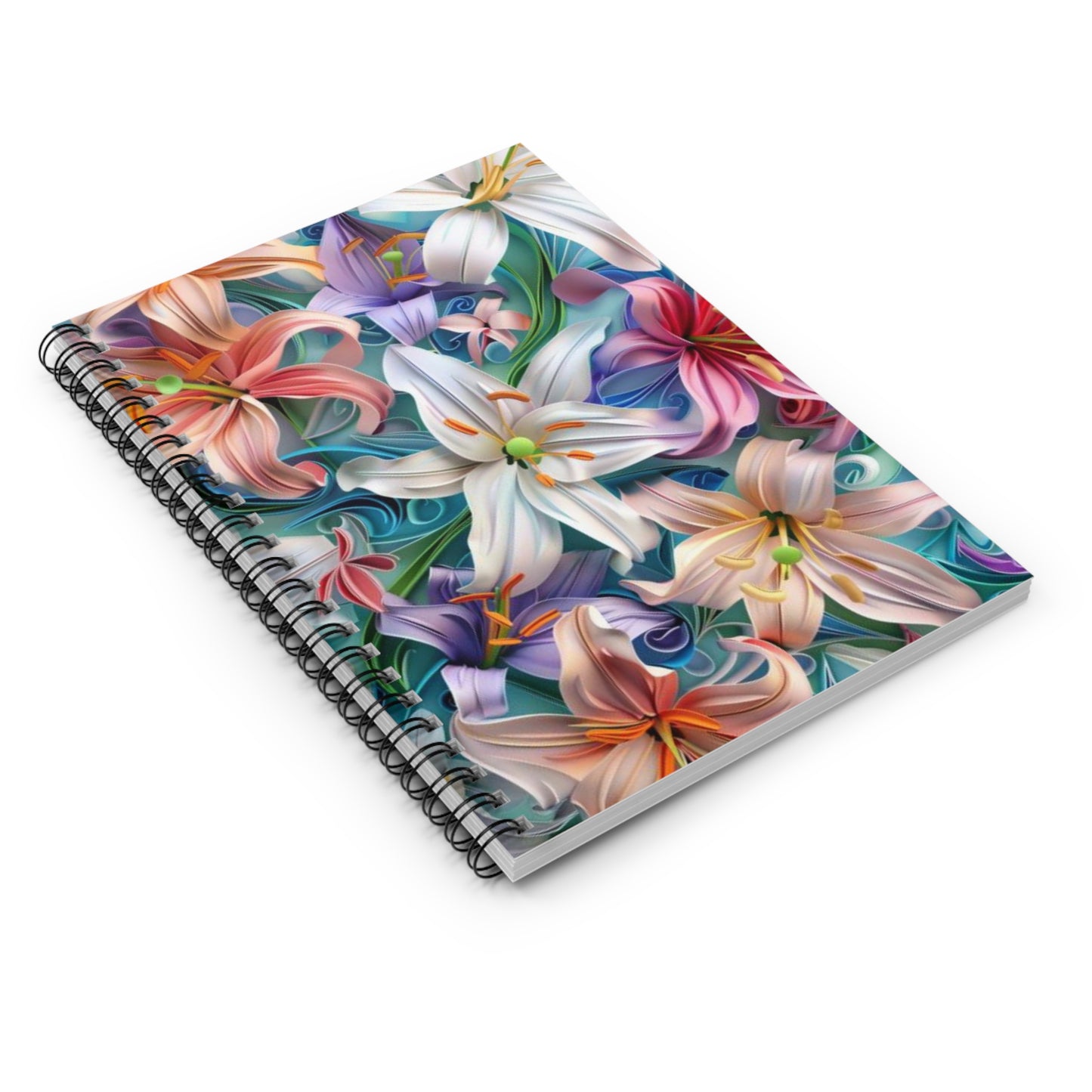 Vibrant Summer Petals: Abstract Floral Spiral Notebook