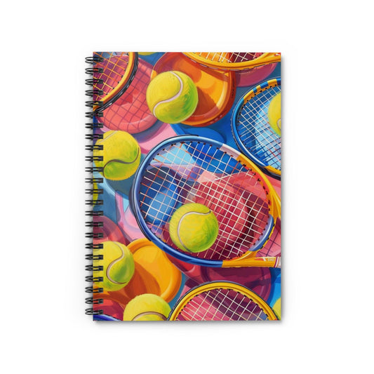 Ruled Line Tennis Racket Spiral Notebook for Sports Enthusiasts - Texts and Threads