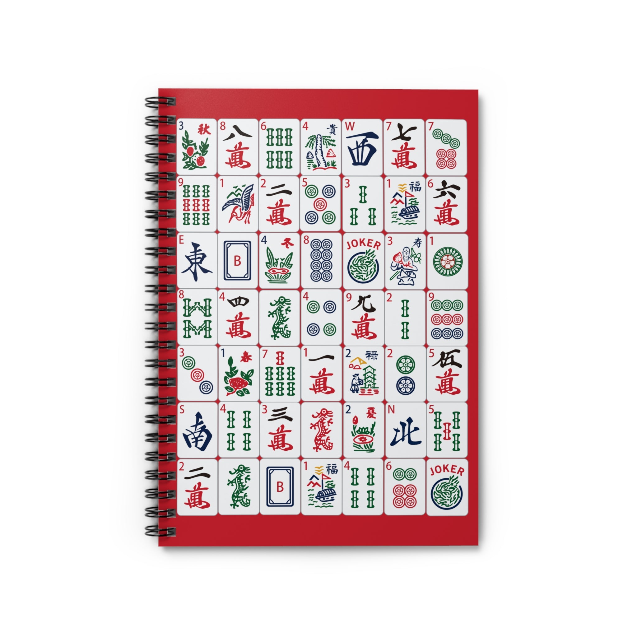 Red Mahjong Spiral Notebook